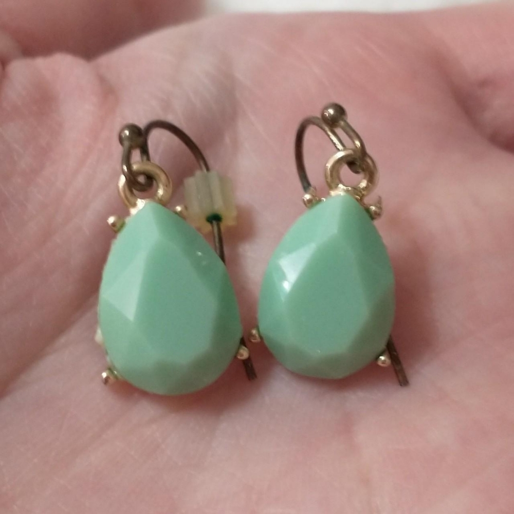 Turquoise Glass Crystal Drop Earrings